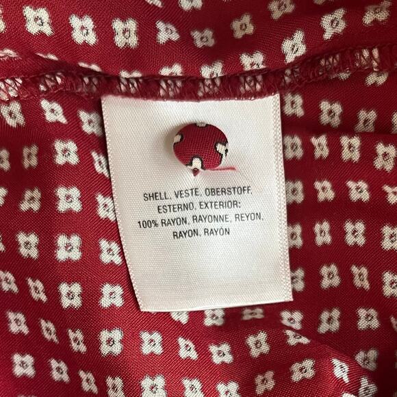 NEW Maeve by Anthropologie Red Patterned Jumpsuit Front Cut-Out Rayon Women's 2 - Picture 9 of 10